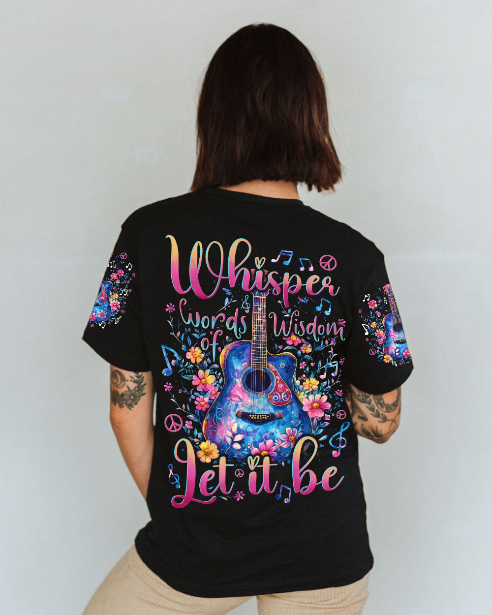 WHISPER WORDS OF WISDOM LET IT BE GUITAR FLOWERS ALL OVER PRINT - TYTD0612242