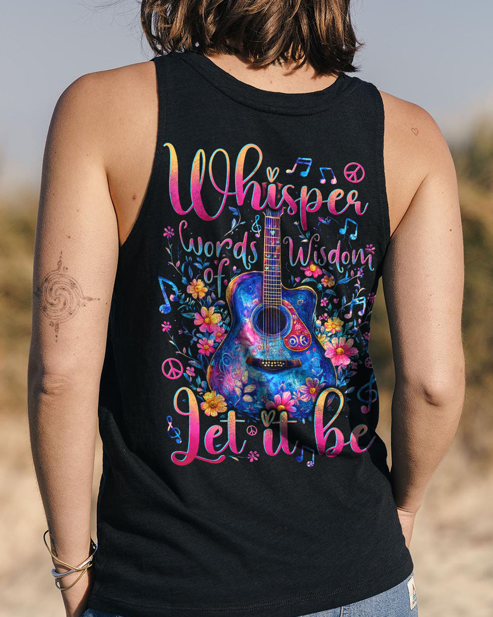 WHISPER WORDS OF WISDOM LET IT BE GUITAR FLOWERS ALL OVER PRINT - TYTD0612242