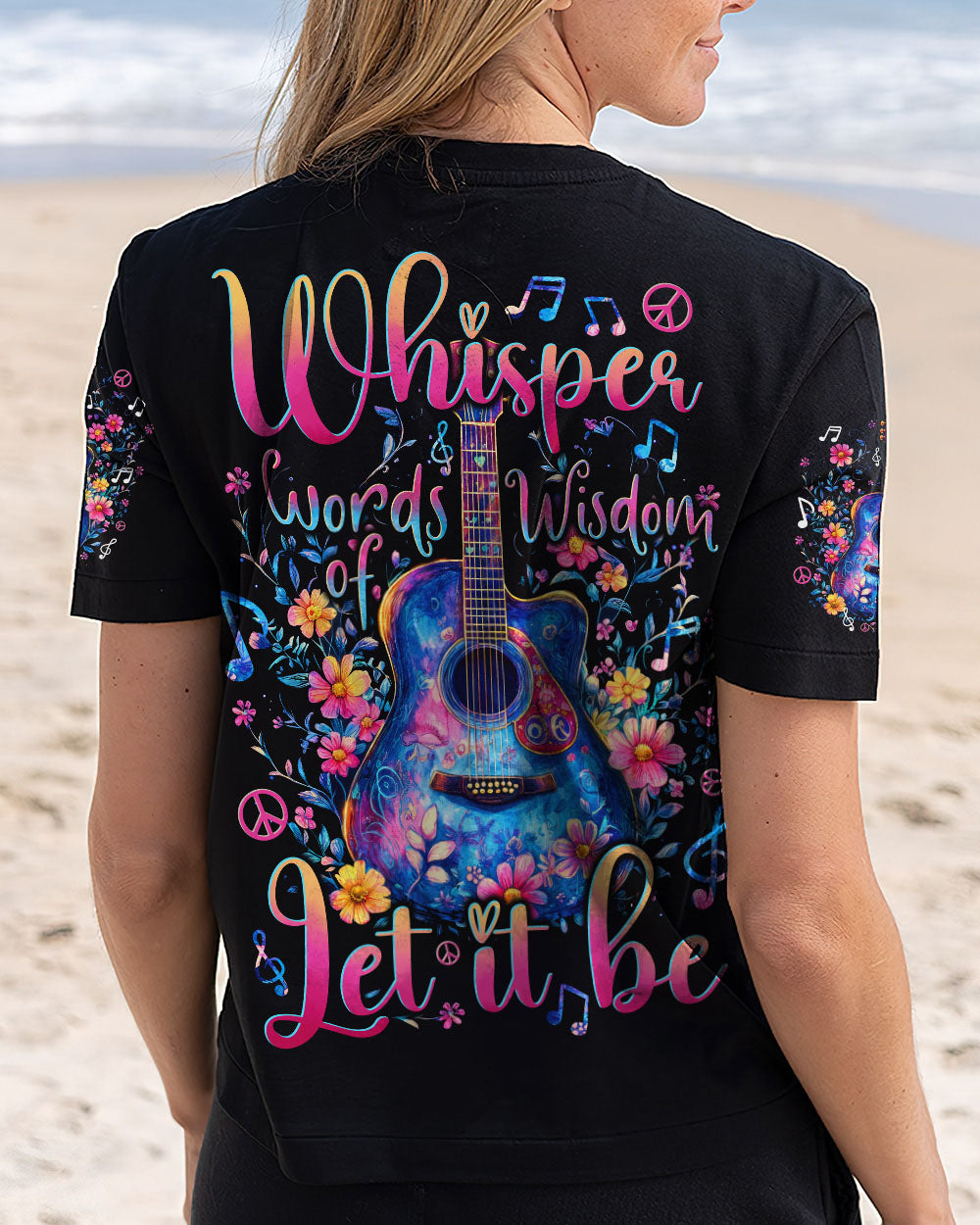 WHISPER WORDS OF WISDOM LET IT BE GUITAR FLOWERS ALL OVER PRINT - TYTD0612242