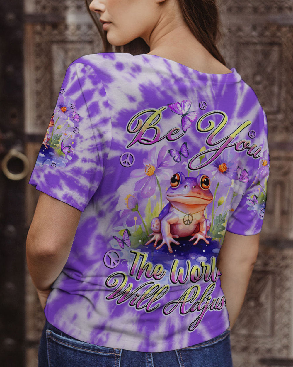 BE YOU THE WORLD WILL ADJUST FROG ALL OVER PRINT - TYTD0712233