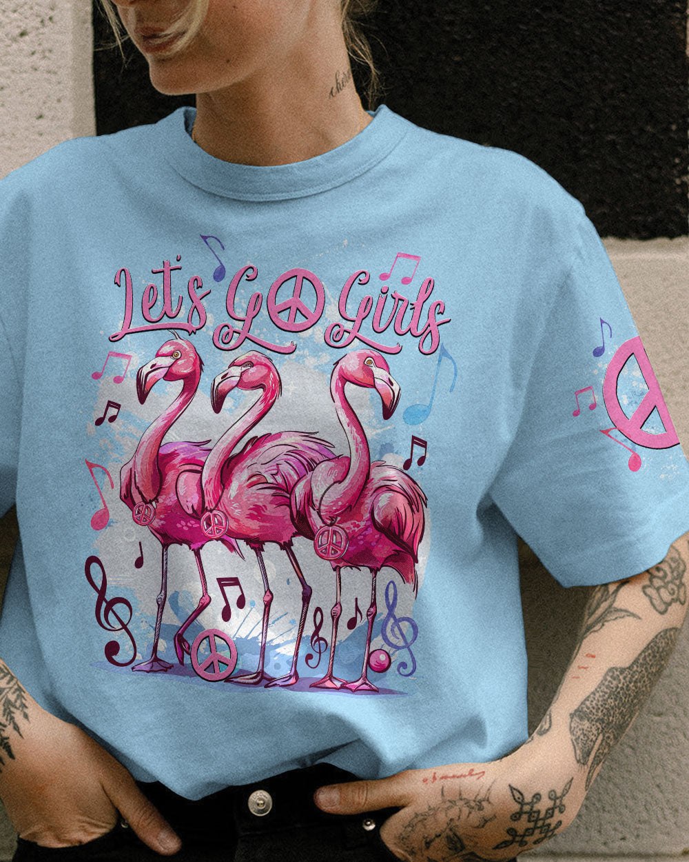LET'S GO GIRLS FLAMINGOS ALL OVER PRINT - TYTD0804241