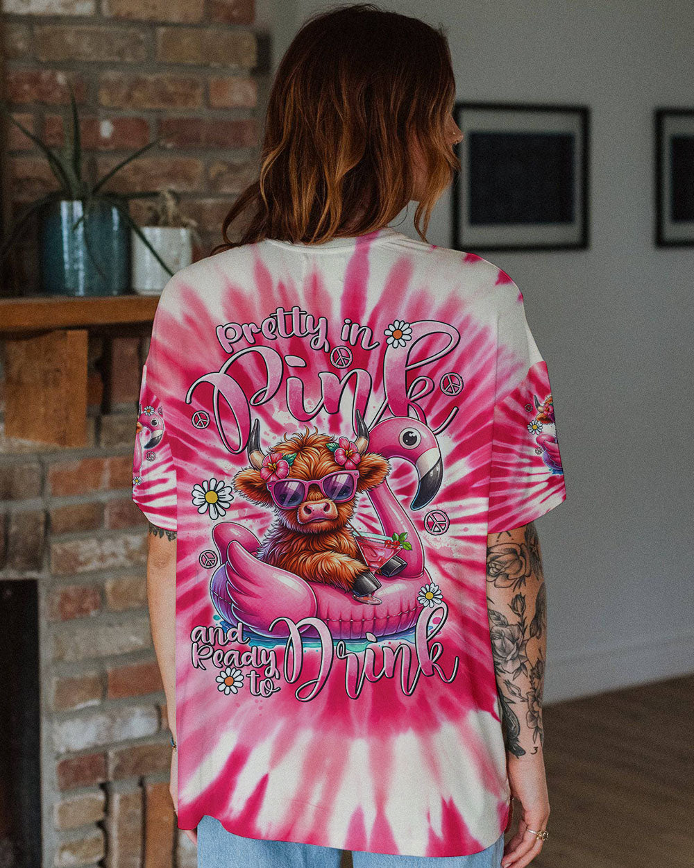 PRETTY IN PINK HEIFER TIE DYE ALL OVER PRINT - TYTD0807242