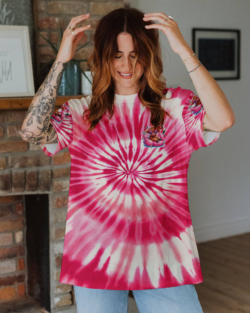 PRETTY IN PINK HEIFER TIE DYE ALL OVER PRINT - TYTD0807242