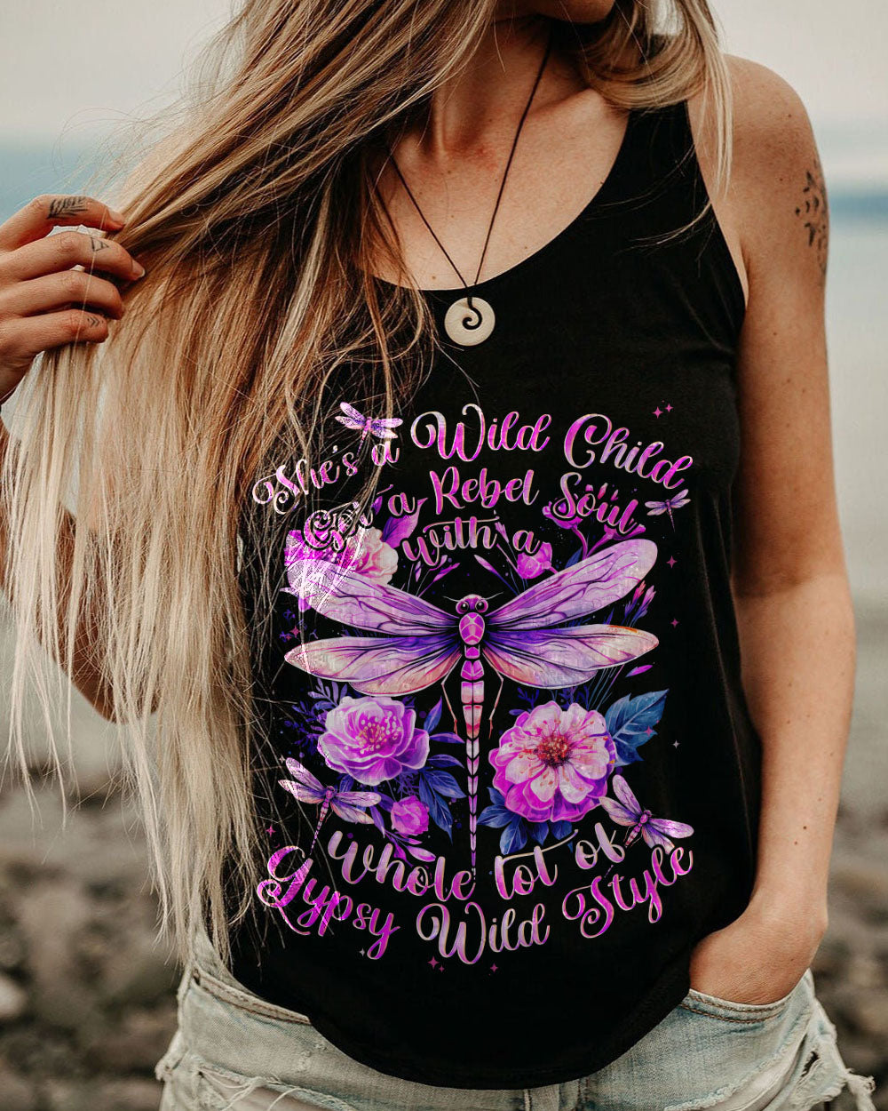 SHE'S A WILD CHILD DRAGONFLY ALL OVER PRINT - TYTD0809233