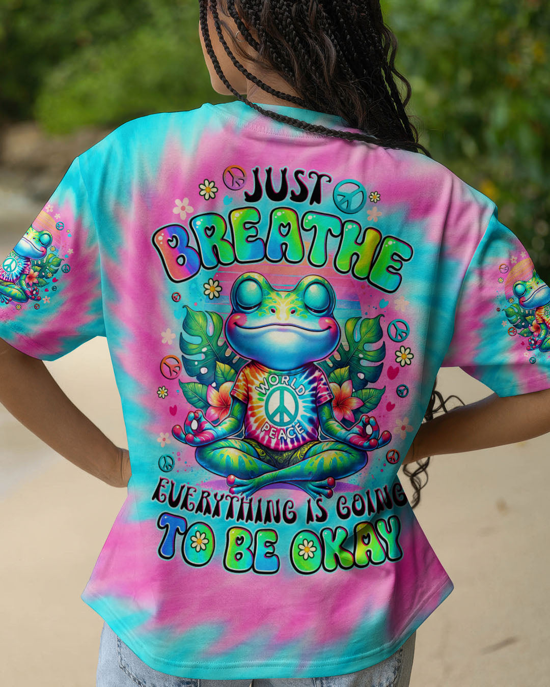 JUST BREATHE FROG TIE DYE ALL OVER PRINT - TYTD0809253