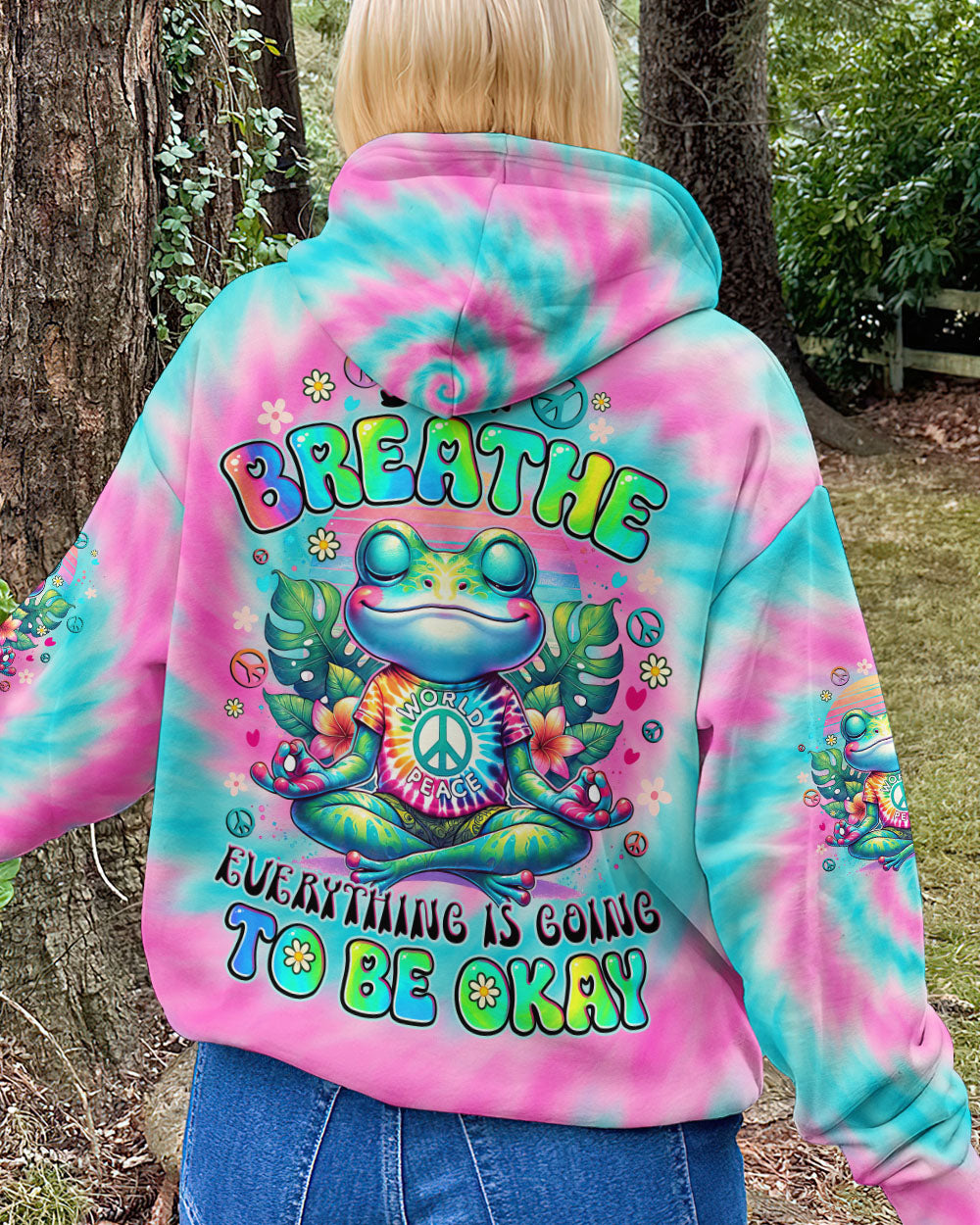 JUST BREATHE FROG TIE DYE ALL OVER PRINT - TYTD0809253