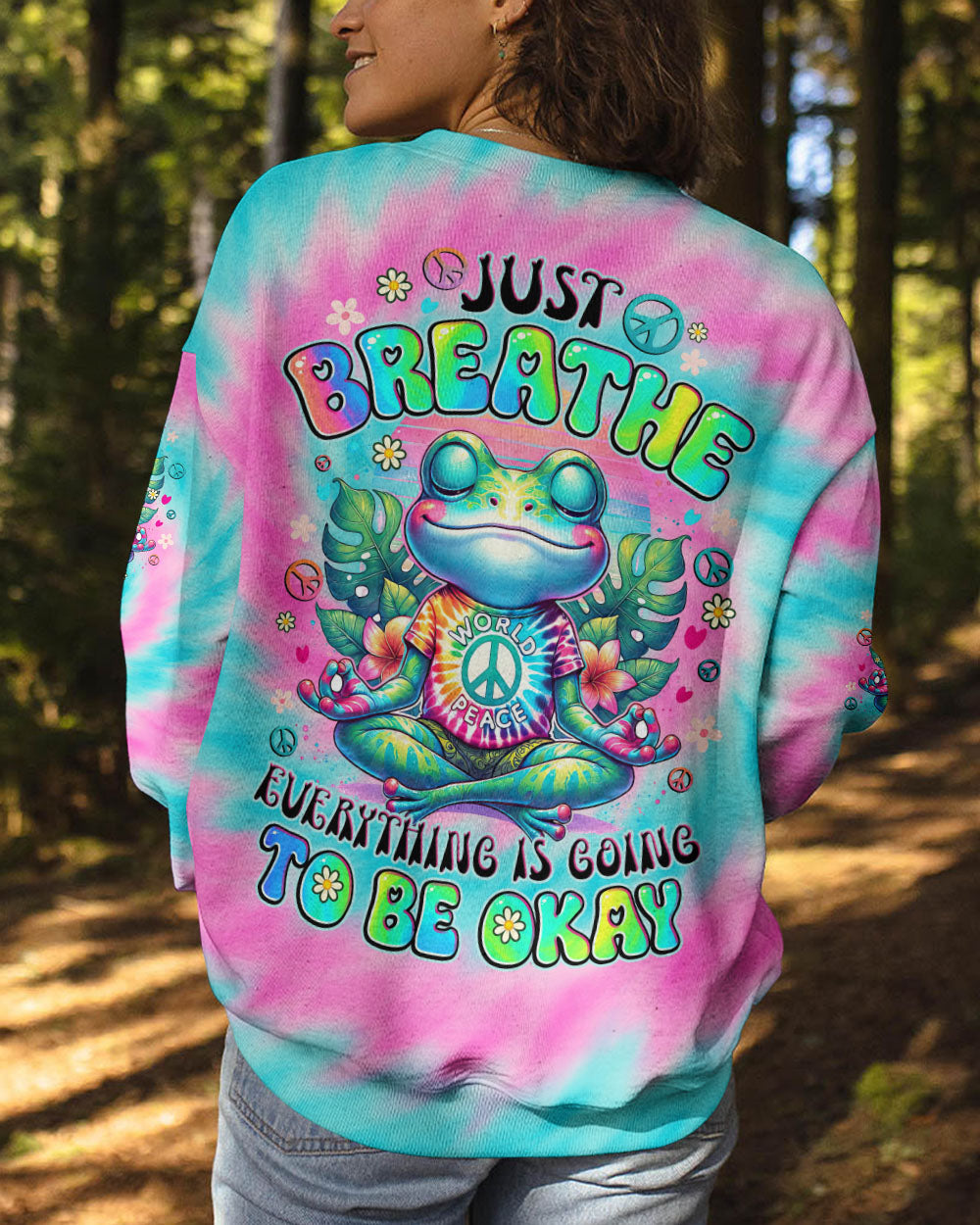 JUST BREATHE FROG TIE DYE ALL OVER PRINT - TYTD0809253
