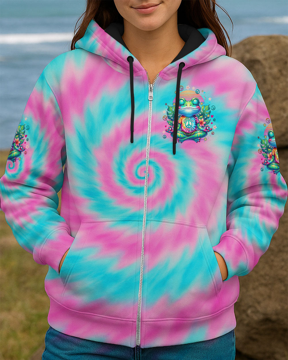 JUST BREATHE FROG TIE DYE ALL OVER PRINT - TYTD0809253