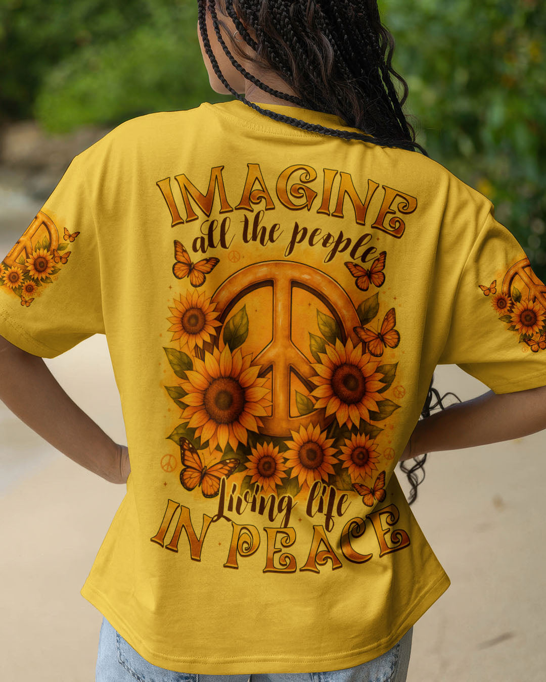 IMAGINE ALL THE PEOPLE LIVING LIFE IN PEACE SUNFLOWER ALL OVER PRINT - TYTD0810251