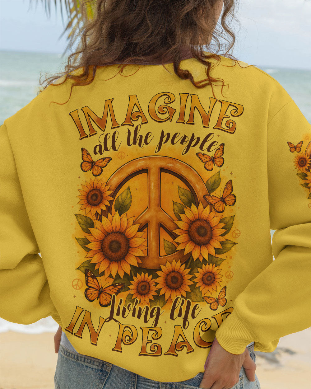IMAGINE ALL THE PEOPLE LIVING LIFE IN PEACE SUNFLOWER ALL OVER PRINT - TYTD0810251