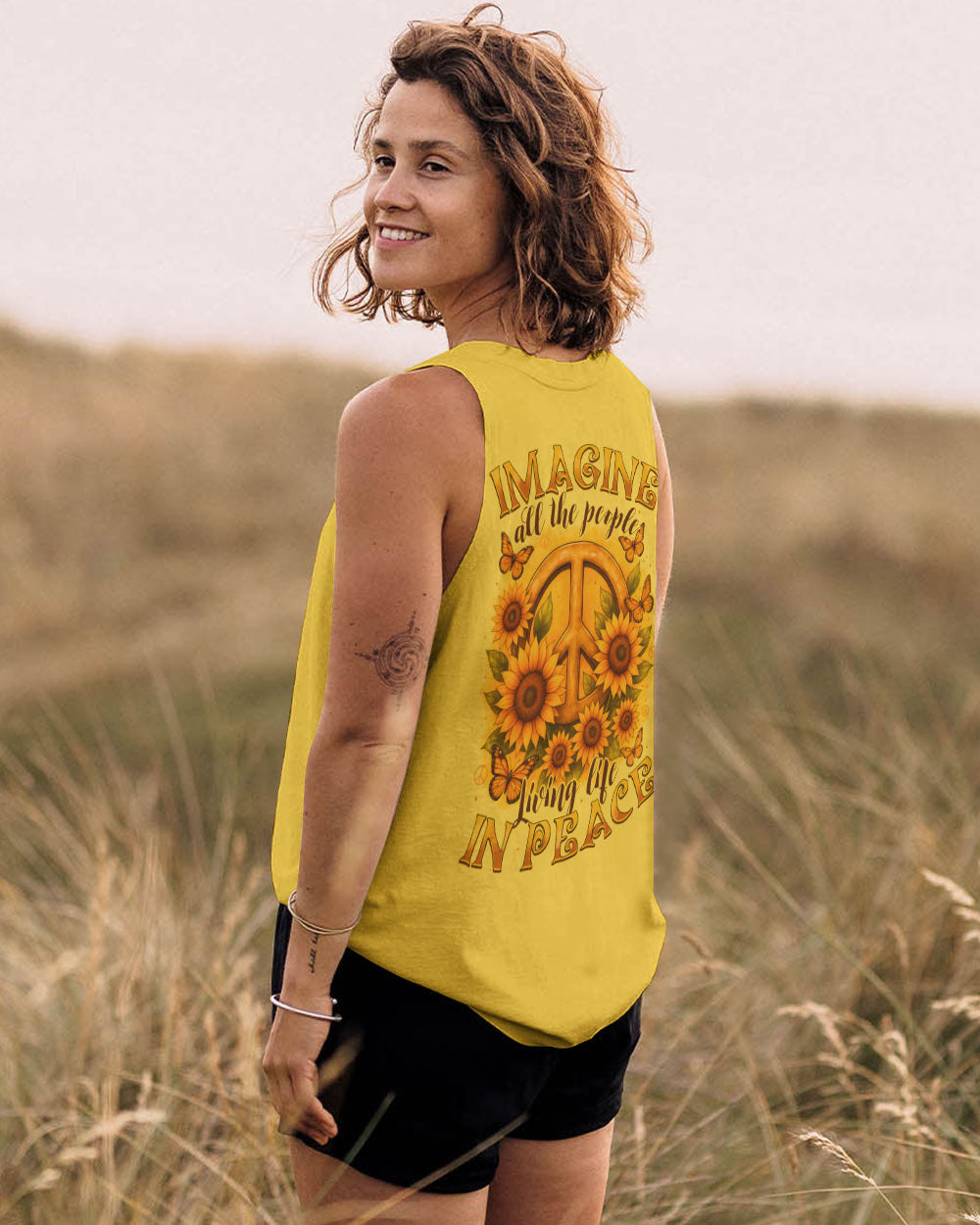 IMAGINE ALL THE PEOPLE LIVING LIFE IN PEACE SUNFLOWER ALL OVER PRINT - TYTD0810251