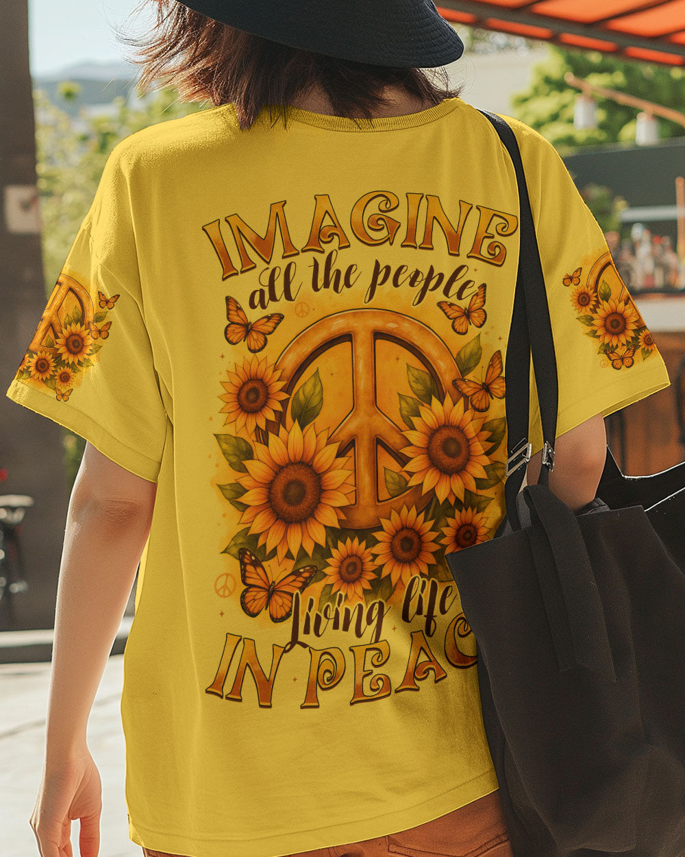 IMAGINE ALL THE PEOPLE LIVING LIFE IN PEACE SUNFLOWER ALL OVER PRINT - TYTD0810251