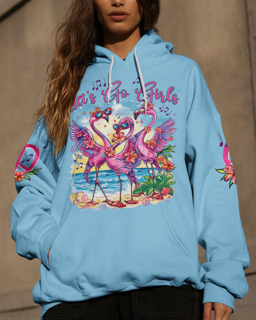 LET'S GO GIRLS FLAMINGOS BEACH ALL OVER PRINT - TYTD0904242
