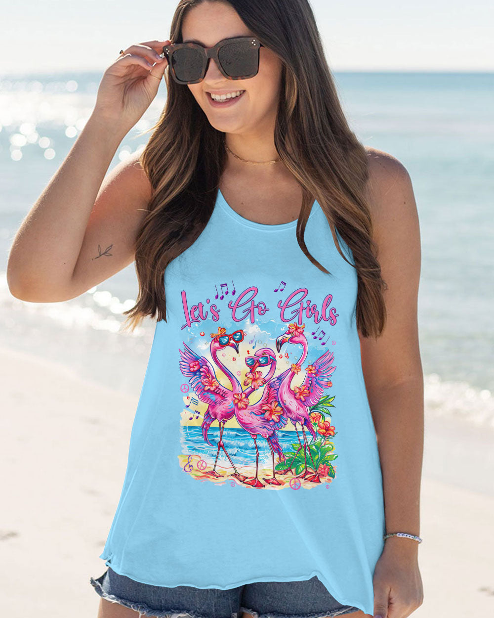 LET'S GO GIRLS FLAMINGOS BEACH ALL OVER PRINT - TYTD0904242