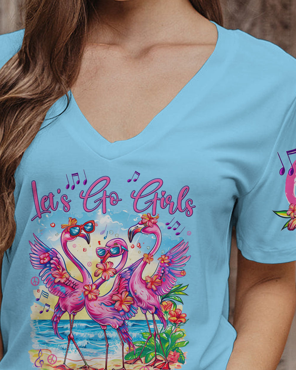 LET'S GO GIRLS FLAMINGOS BEACH ALL OVER PRINT - TYTD0904242