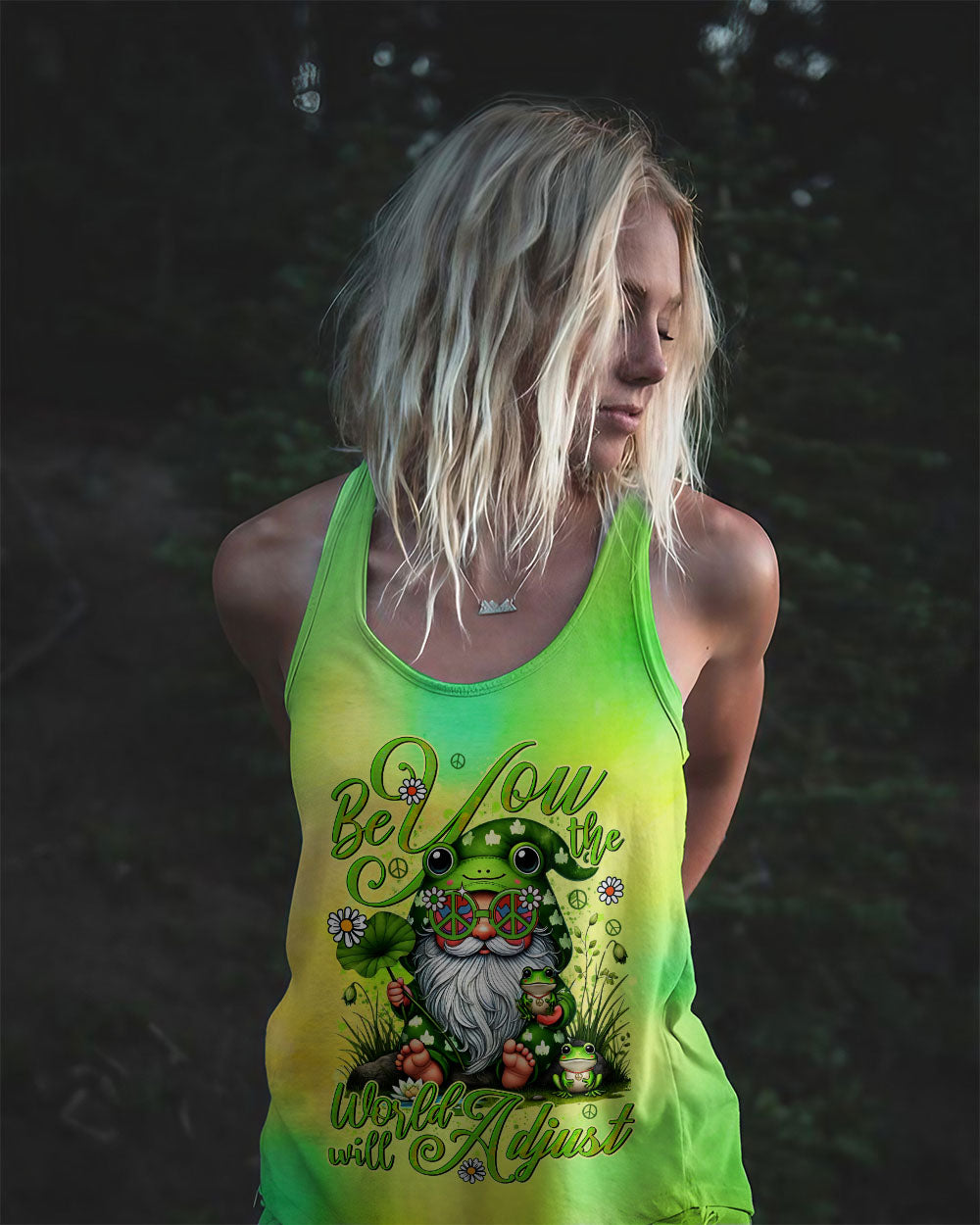 BE YOU THE WORLD WILL ADJUST GNOME FROG ALL OVER PRINT - TYTD0907244