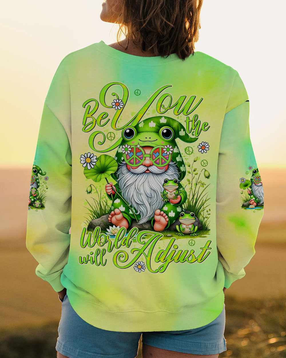 BE YOU THE WORLD WILL ADJUST GNOME FROG ALL OVER PRINT - TYTD0907244