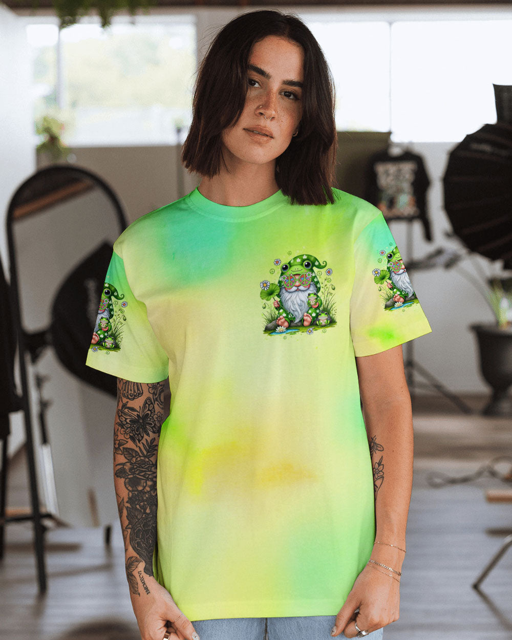 BE YOU THE WORLD WILL ADJUST GNOME FROG ALL OVER PRINT - TYTD0907244
