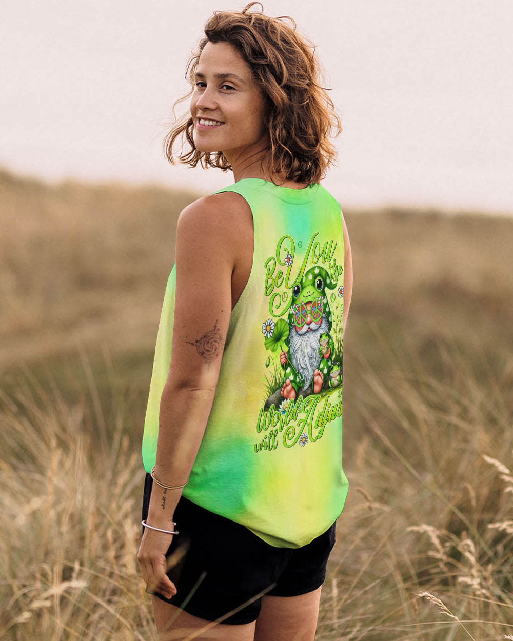 BE YOU THE WORLD WILL ADJUST GNOME FROG ALL OVER PRINT - TYTD0907244