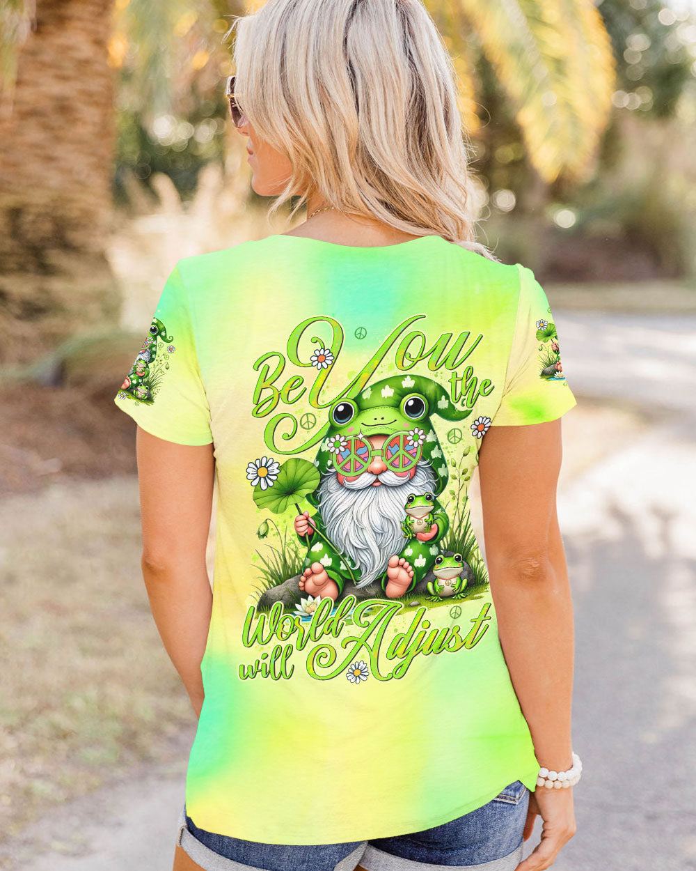 BE YOU THE WORLD WILL ADJUST GNOME FROG ALL OVER PRINT - TYTD0907244