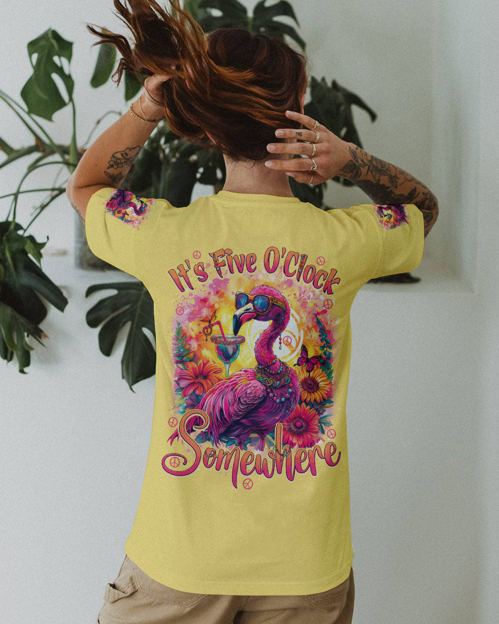 IT'S 5 O CLOCK SOMEWHERE FLAMINGO ALL OVER PRINT - TYTD1004242