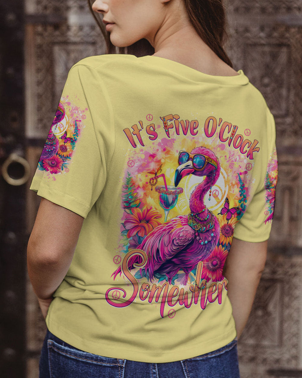 IT'S 5 O CLOCK SOMEWHERE FLAMINGO ALL OVER PRINT - TYTD1004242