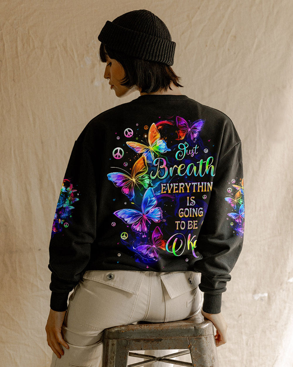 JUST BREATHE BUTTERFLIES ALL OVER PRINT - TYTD1010243