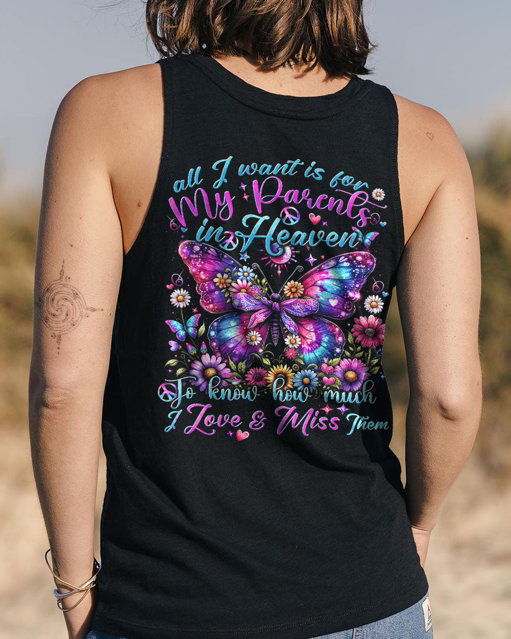 ALL I WANT IS FOR MY PARENTS IN HEAVEN BUTTERFLY ALL OVER PRINT - TYTD1106242