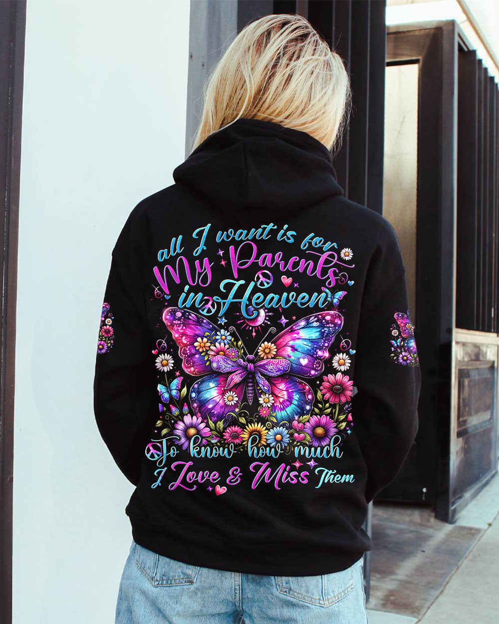 ALL I WANT IS FOR MY PARENTS IN HEAVEN BUTTERFLY ALL OVER PRINT - TYTD1106242