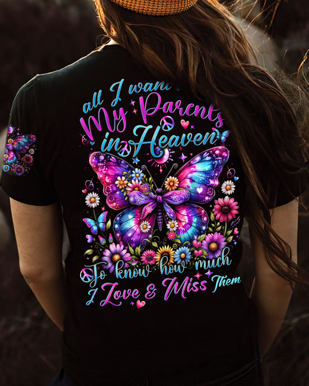 ALL I WANT IS FOR MY PARENTS IN HEAVEN BUTTERFLY ALL OVER PRINT - TYTD1106242
