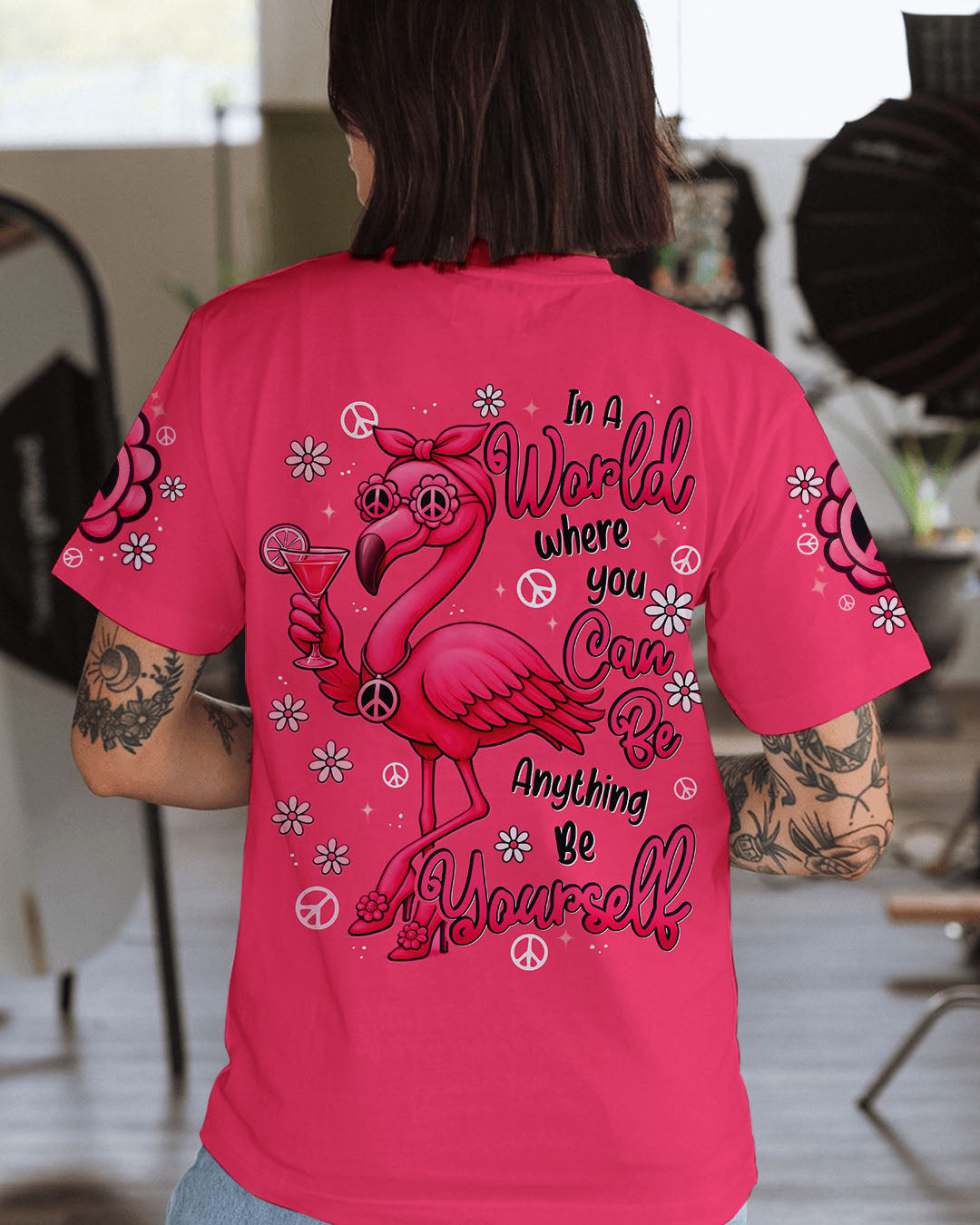 BE YOURSELF FLAMINGO ALL OVER PRINT - TYTD1106251