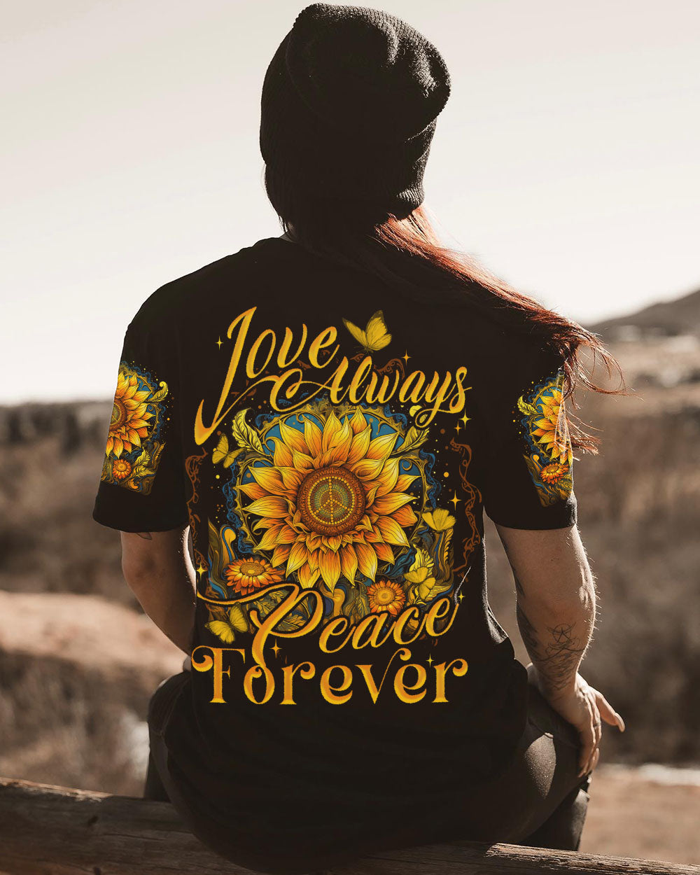 PEACE FOREVER SUNFLOWER ALL OVER PRINT - TYTD1307232