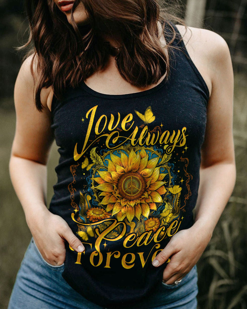 PEACE FOREVER SUNFLOWER ALL OVER PRINT - TYTD1307232