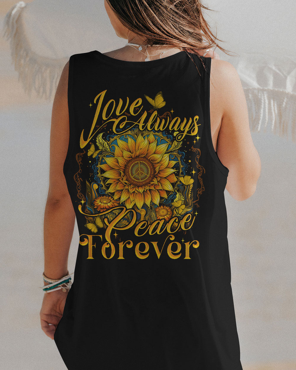 PEACE FOREVER SUNFLOWER ALL OVER PRINT - TYTD1307232