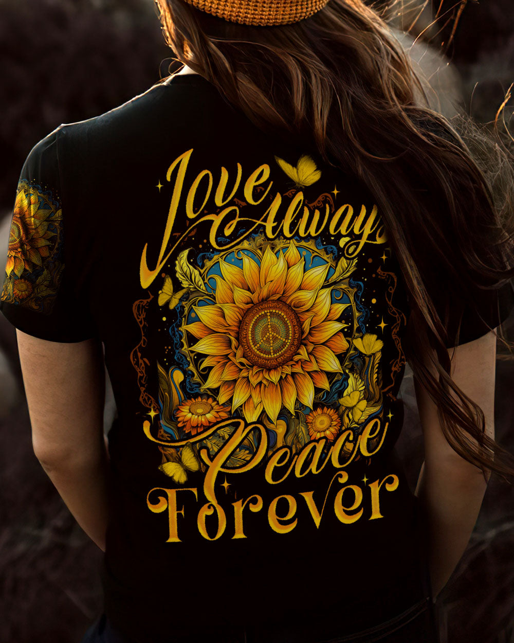 PEACE FOREVER SUNFLOWER ALL OVER PRINT - TYTD1307232