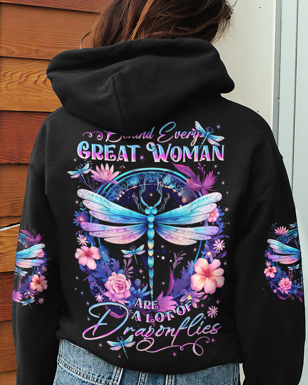 BEHIND EVERY GREAT WOMAN DRAGONFLY ALL OVER PRINT - TYTD1309233