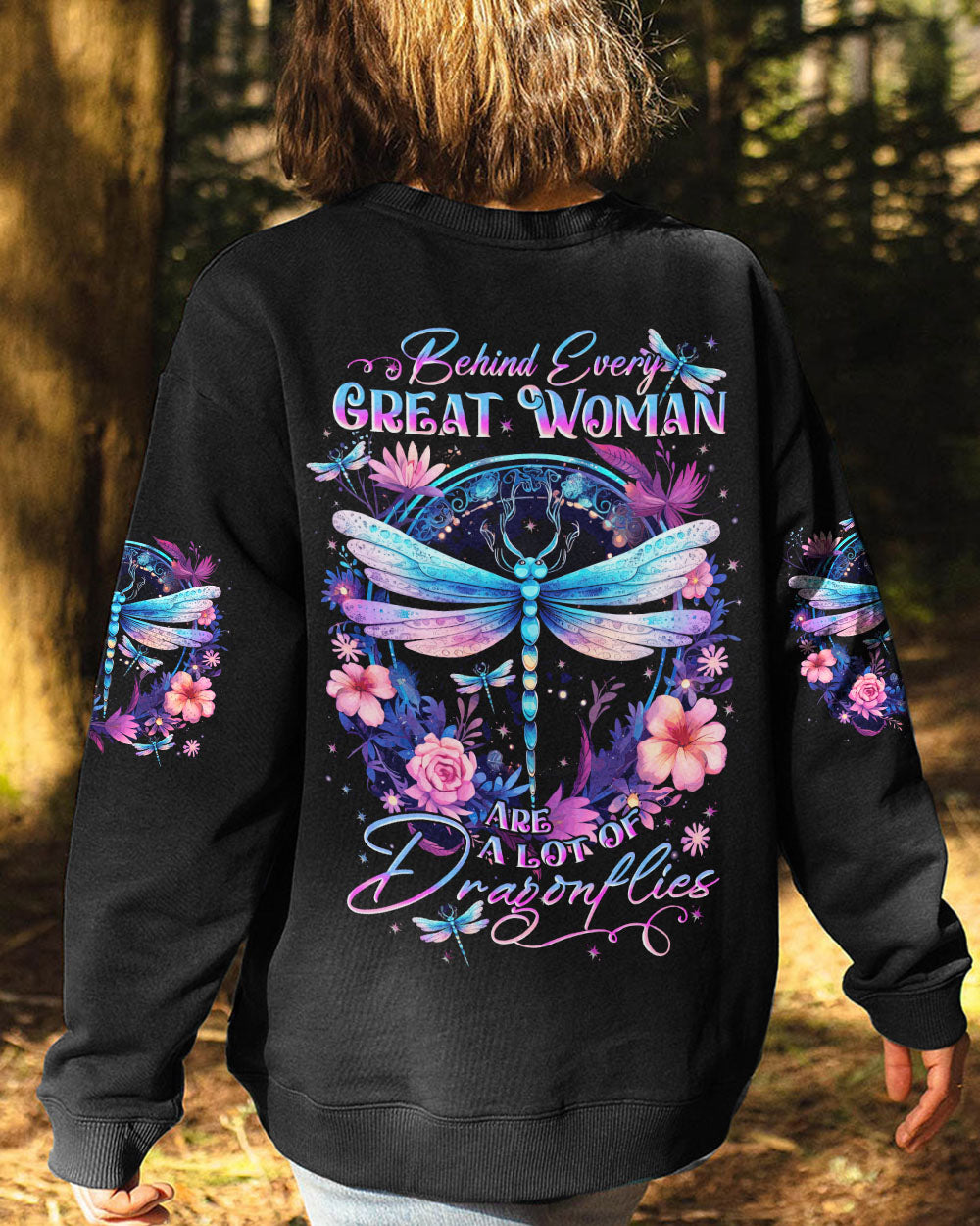 BEHIND EVERY GREAT WOMAN DRAGONFLY ALL OVER PRINT - TYTD1309233