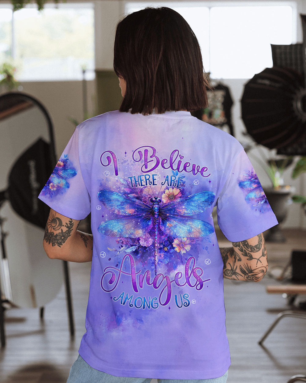 I BELIEVE THERE ARE ANGELS AMONG US DRAGONFLY ALL OVER PRINT - TYTD1409241