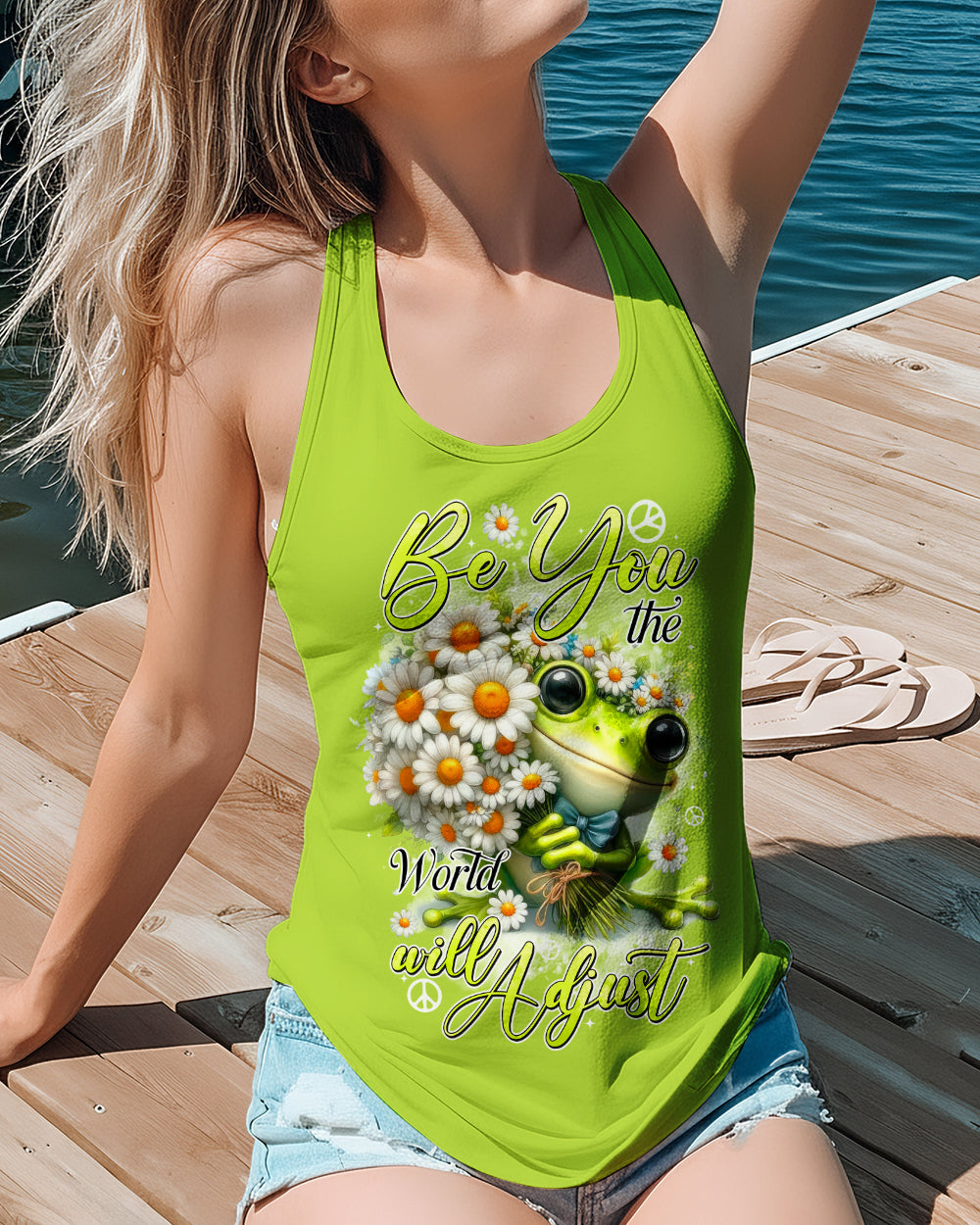 BE YOU THE WORLD WILL ADJUST FROG ALL OVER PRINT - TYTD1512251