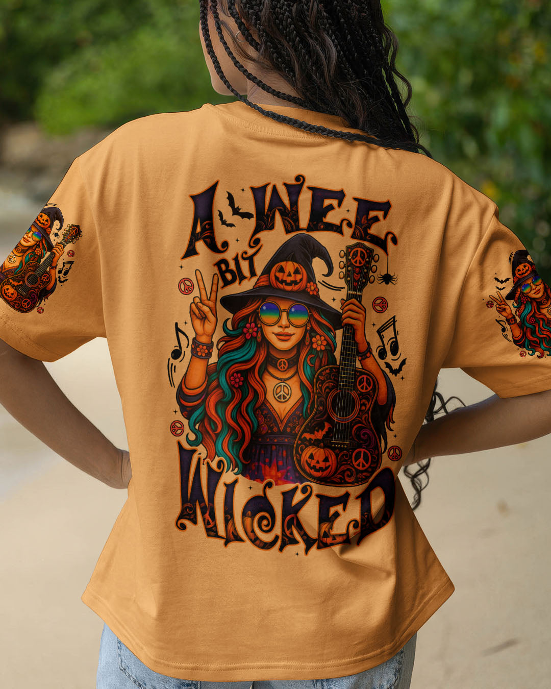 A WEE BIT WICKED HALLOWEEN HIPPIE WITCH ALL OVER PRINT - TYTD1706252