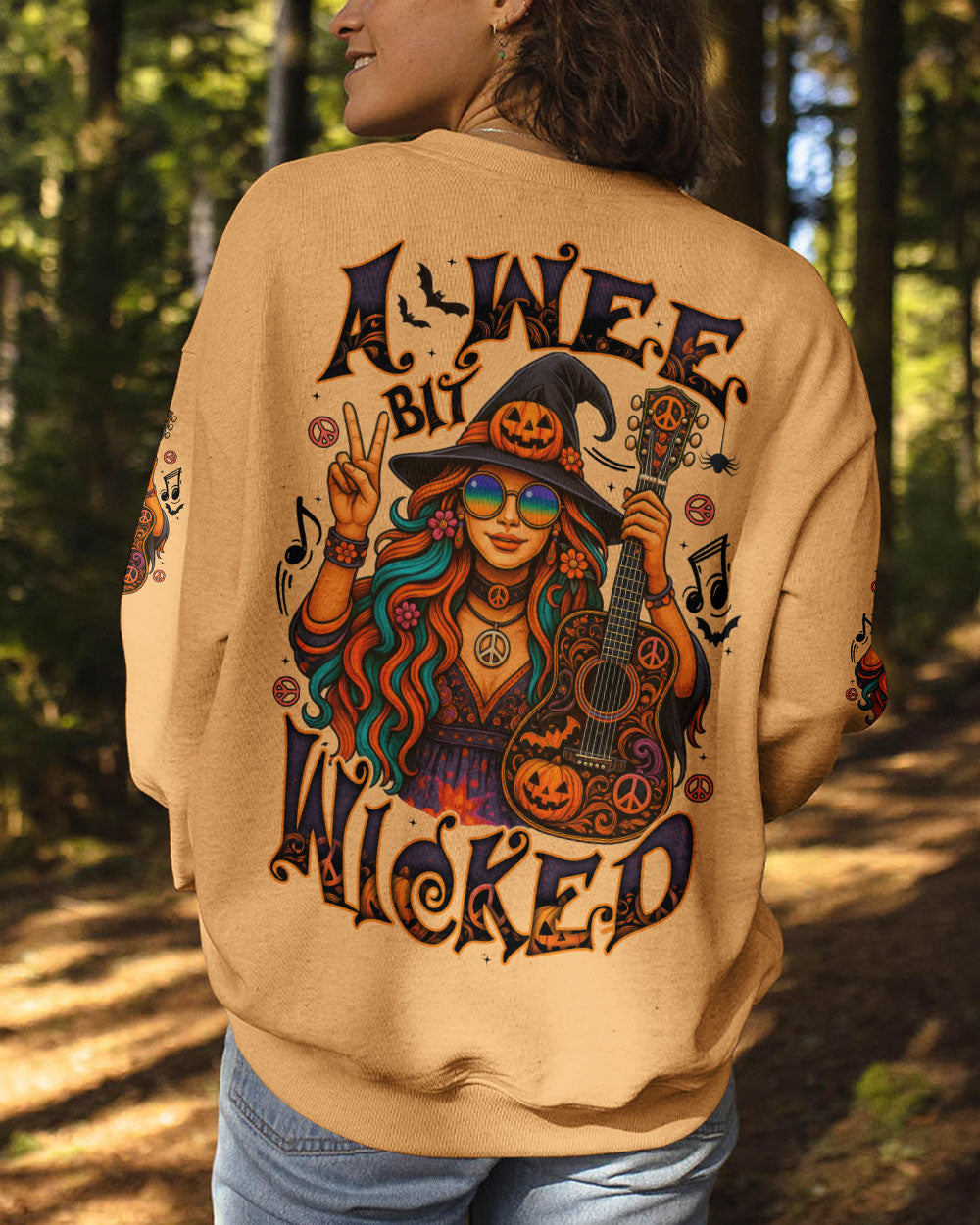A WEE BIT WICKED HALLOWEEN HIPPIE WITCH ALL OVER PRINT - TYTD1706252