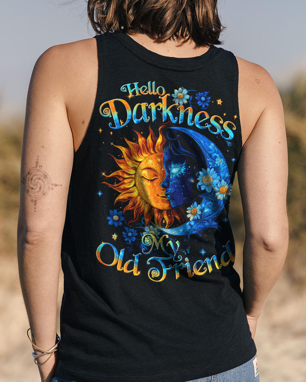 HELLO DARKNESS MY OLD FRIEND SUN AND MOON ALL OVER PRINT - TYTD1712242