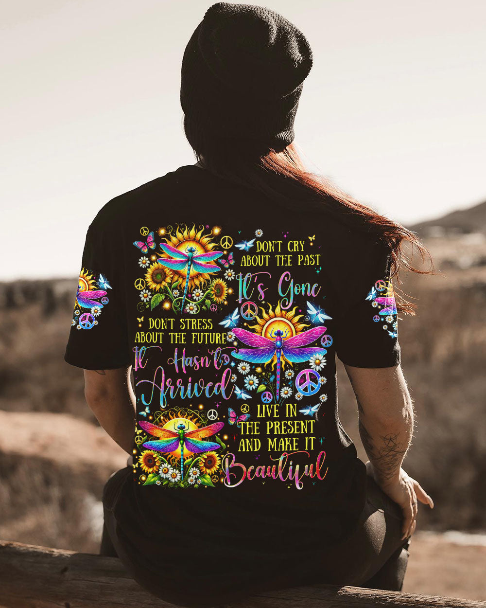 LIVE IN THE PRESENT AND MAKE IT BEAUTIFUL DRAGONFLY ALL OVER PRINT - TYTD1807241