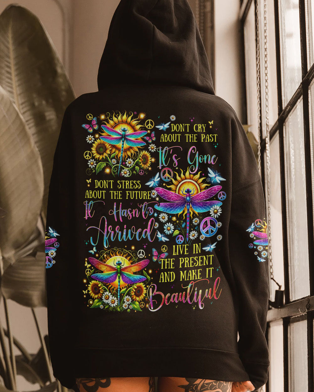 LIVE IN THE PRESENT AND MAKE IT BEAUTIFUL DRAGONFLY ALL OVER PRINT - TYTD1807241