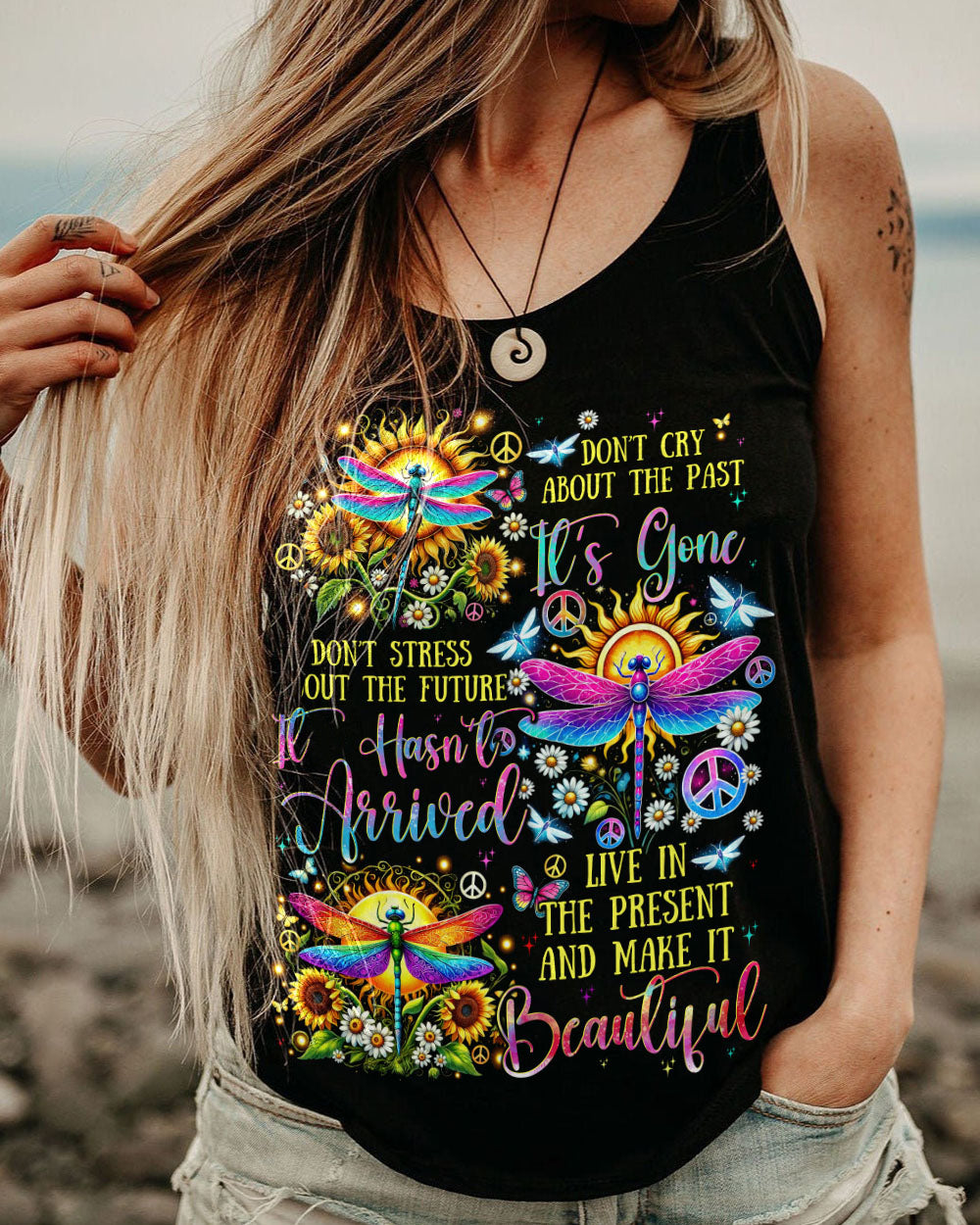 LIVE IN THE PRESENT AND MAKE IT BEAUTIFUL DRAGONFLY ALL OVER PRINT - TYTD1807241