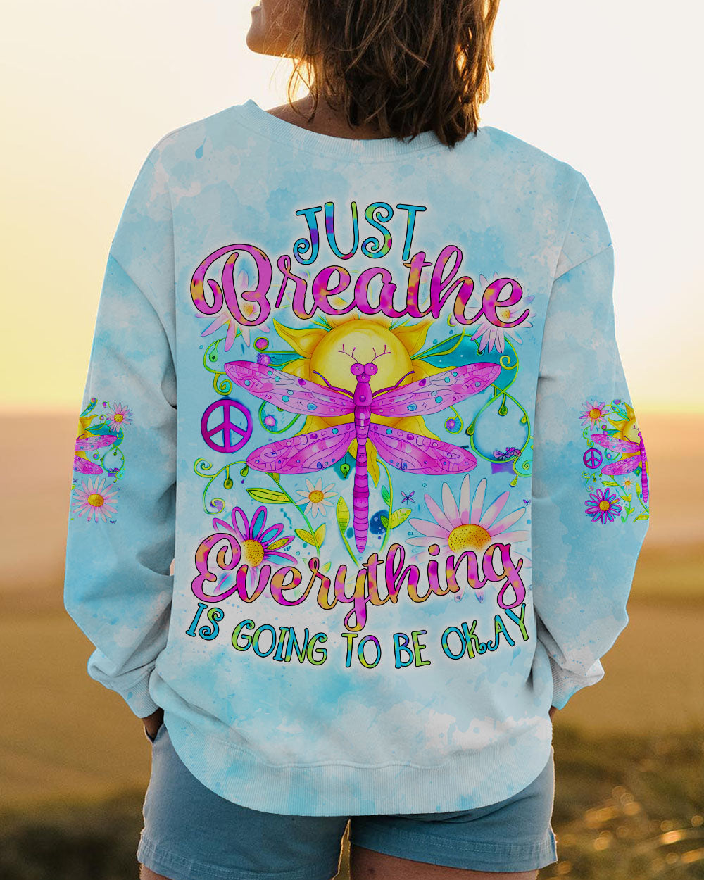 JUST BREATHE DRAGONFLY ALL OVER PRINT - TYTD1807242
