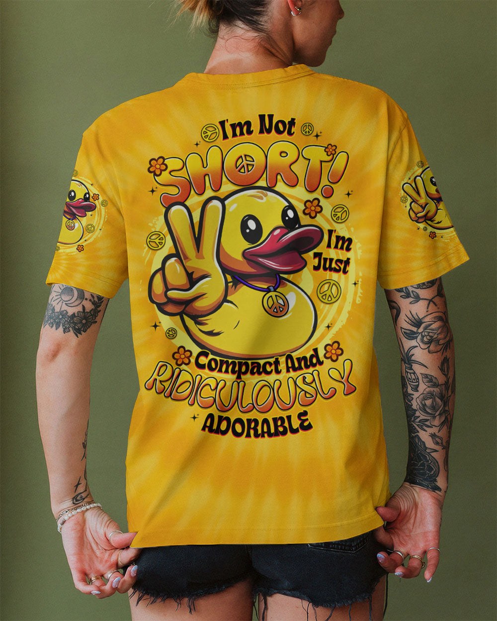 I'M NOT SHORT DUCK TIE DYE ALL OVER PRINT - TYTD2008251