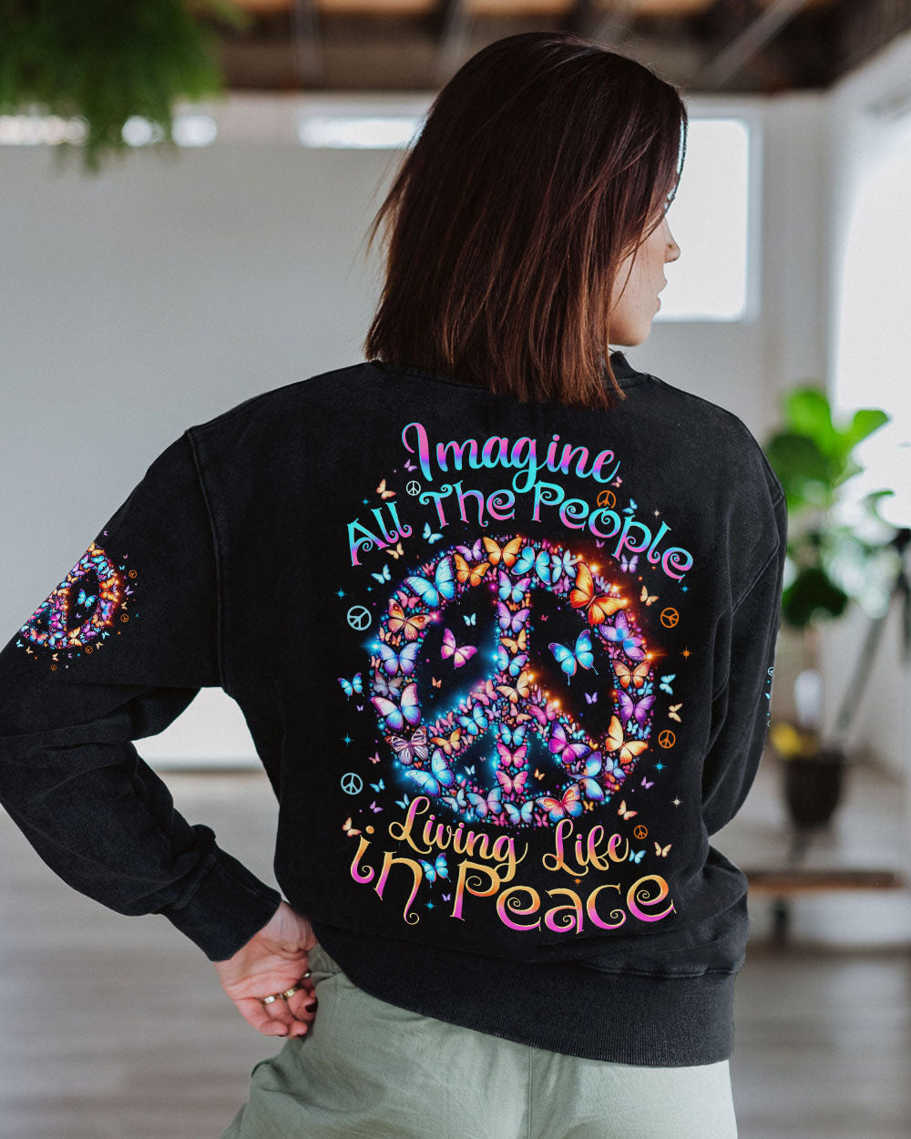 IMAGINE ALL THE PEOPLE LIVING LIFE IN PEACE BUTTERFLIES ALL OVER PRINT - TYTD2203251