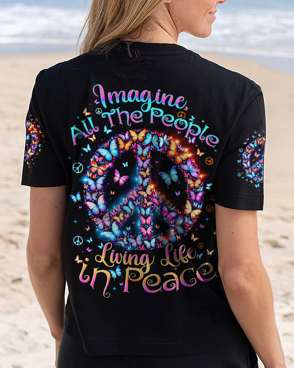 IMAGINE ALL THE PEOPLE LIVING LIFE IN PEACE BUTTERFLIES ALL OVER PRINT - TYTD2203251