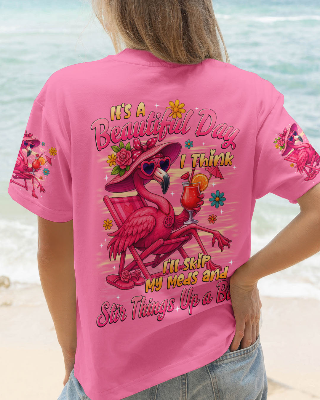 IT'S A BEAUTIFUL DAY FLAMINGO ALL OVER PRINT - TYTD2205251